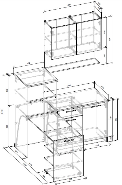 Кухня Грейд Wendy ДСП 1,6мграфит серый/дуб крафт золотой