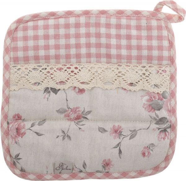 Прихватка Розы 25x25 см розовый в клетку Прованс 