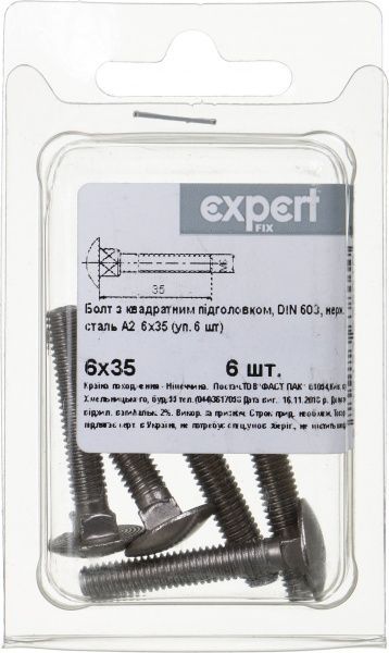Болт метрический DIN603 6x35 мм 6 шт.
