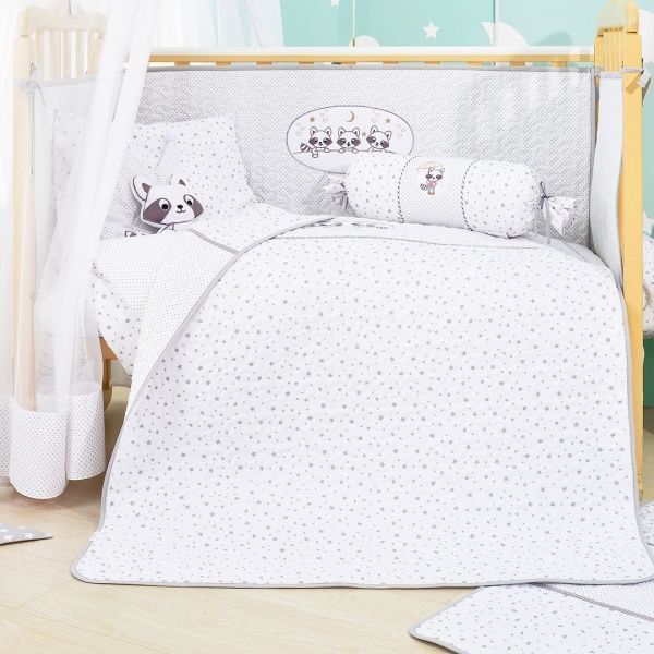 Ковдра-покривало IDEIA дитяче Кроха Єнот 105x130 см білий із сірими вставками 8000012877 