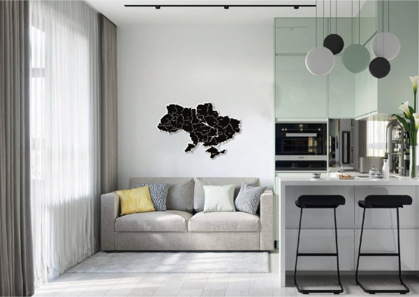 Картина карта Украины черная 50x75 см Posterclub 