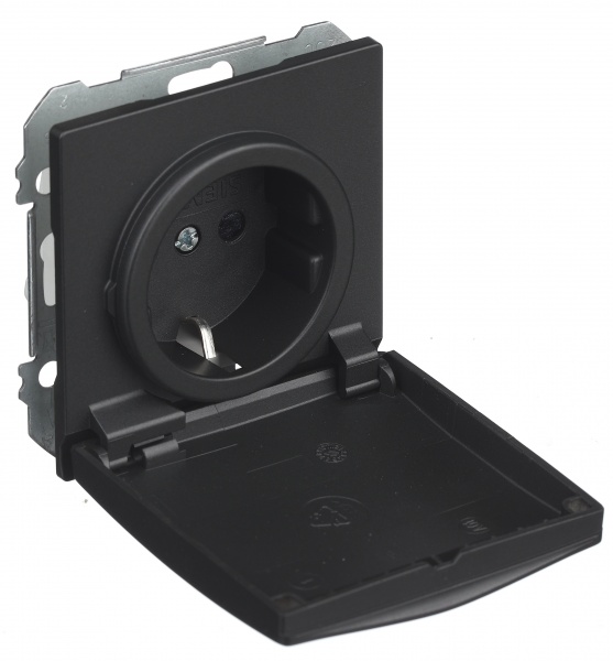 Розетка влагозащищенная с заземлением Siemens Style Шуко IP44 антрацит коссо 5UH12884AC