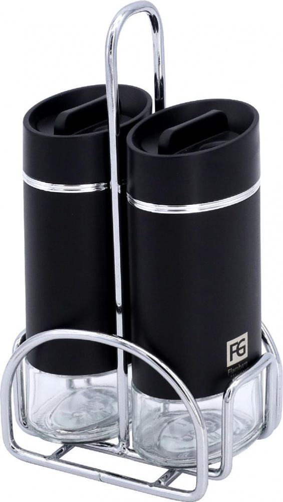 Набор для соли и перца Flamberg Premium на подставке Silver shine 115 мл