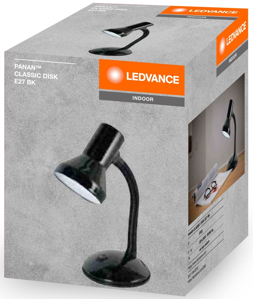 Настільна лампа Ledvance 1x40 Вт E27 чорний PANAN CLASSIC DISK E27 BK
