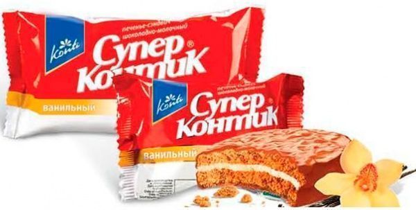 Печенье-сэндвич Konti Супер-Контик молочный с ванилью 100 г 