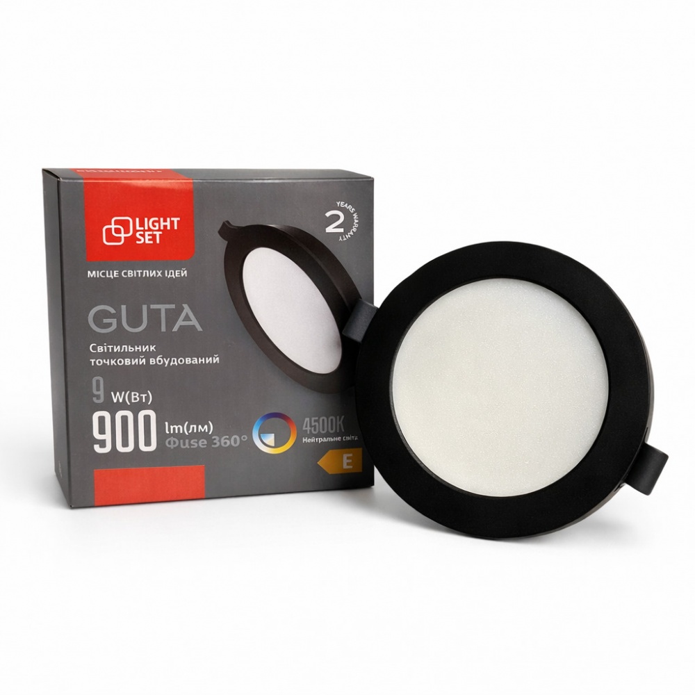 Светильник светодиодный встраиваемый LIGHT SET GUTA 09R 9 Вт LED-модуль 4500 К черный