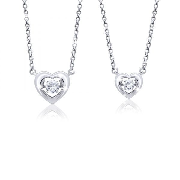 Колье UMa&UMi Сердце большое с танцующим бесцветным камнем