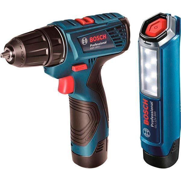 Шуруповерт аккумуляторный Bosch Professional + фонарь GLI 120-LI 06019F7005