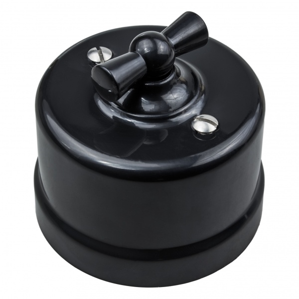 Выключатель тумблер двухклавишный Bironi без подсветки 10 А 250В черный B1-202-23