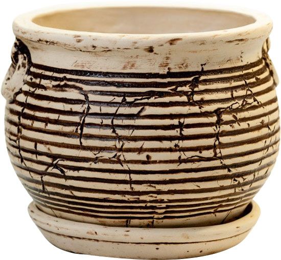 Горщик керамічний Казанок круглий 4л бежевий 