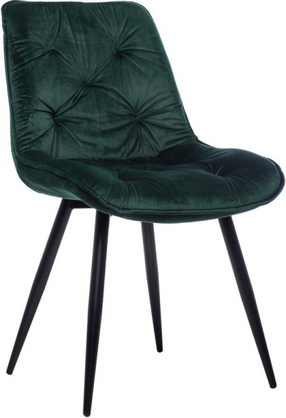 Стул обеденный Плото велюр зеленый/черный