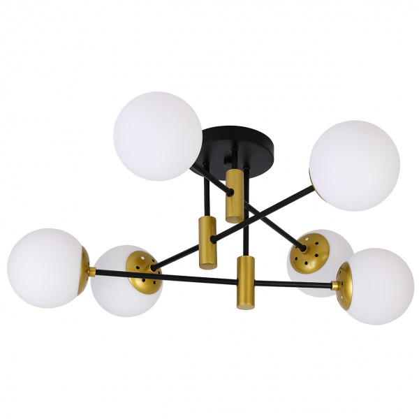 Світильник стельовий Hopfen 6x40 Вт E27 чорний/золото/білий Balle C6 - GBK 