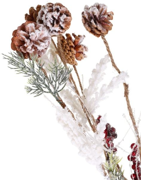 Декорація-підвіска хвойна з шишками та ягодами засніжена 50 см EPI-A3-49059HRW