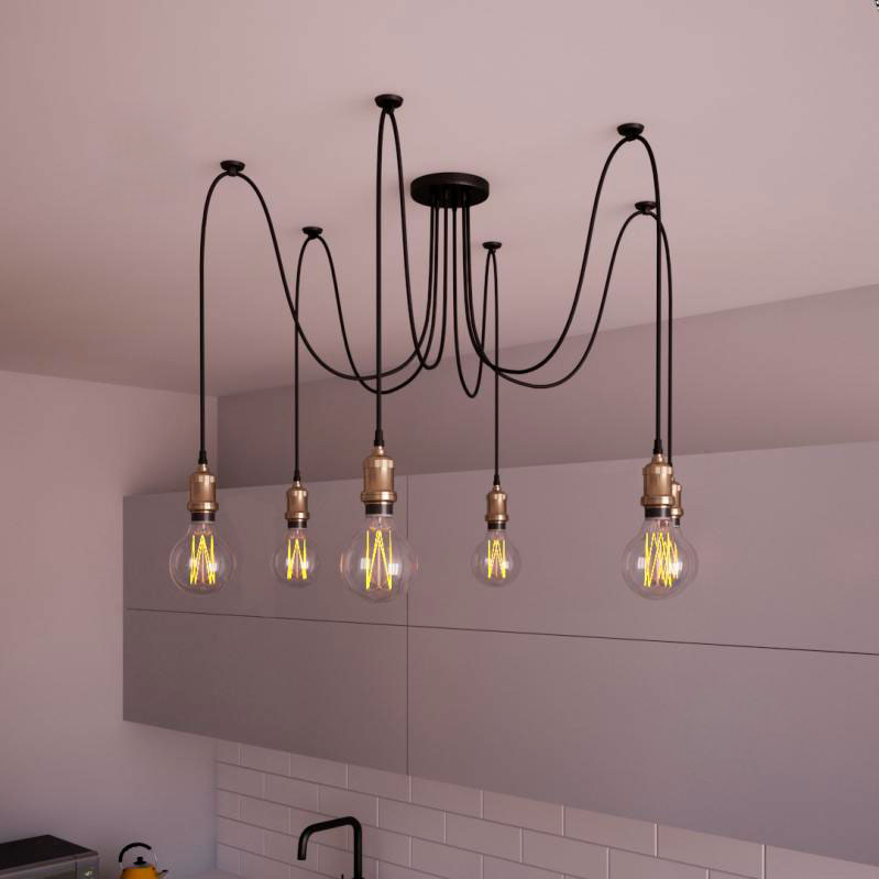 Люстра подвесная Hopfen Han Loft 6x40 Вт E27 бронза/черный 