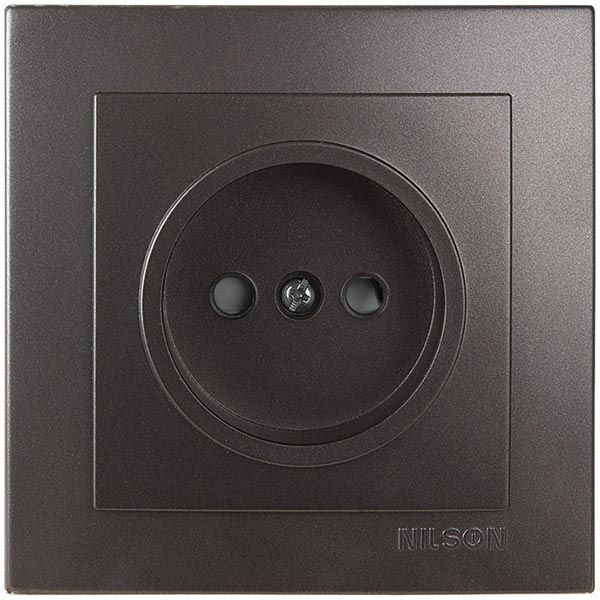 Розетка без заземлення Nilson Touran без шторок антрацит