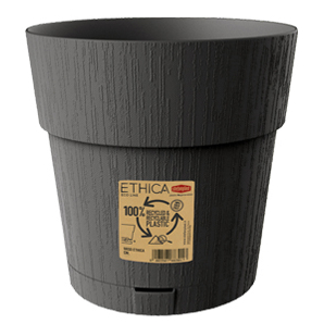 Горщик пластиковий Stefanplast Ethica 20x20 см круглий 3,2 л графіт (68051)