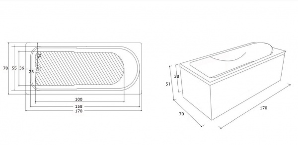 Ванна акриловая Damixa Apollo 170х70 см 47WA-170-070W-A 