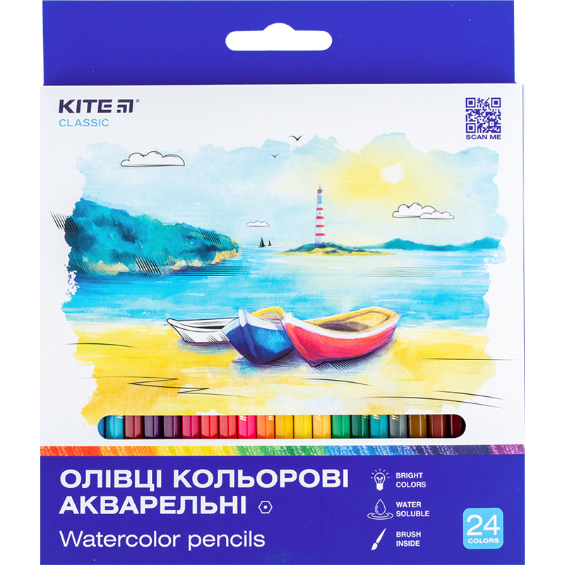 Карандаши цветные акварельные 24 шт. Classic K-1050 KITE