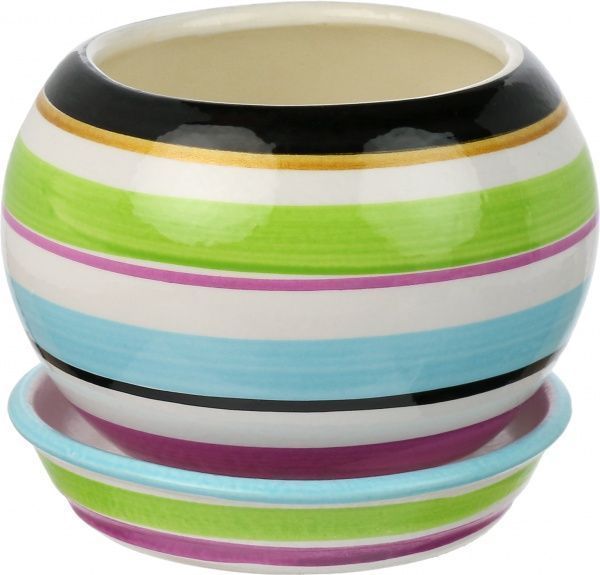 Горщик Оріана-Запоріжкераміка Шар смуга круглий 0,4л різнобарвний/у смужку (037-3-147) 