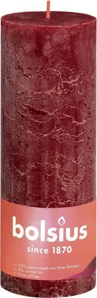 Свеча Рустик столбик SHINE 190/68 бордо Bolsius