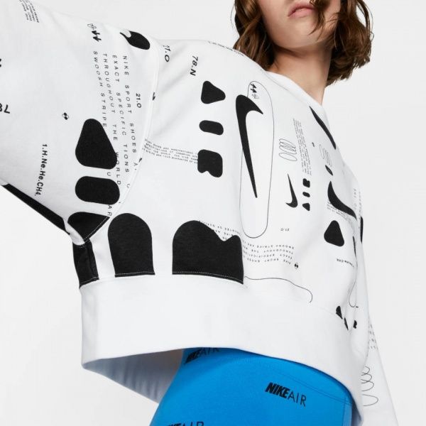 Свитшот Nike W NSW CREW FLC AOP FTR AIR BV4733-100 р. XL белый