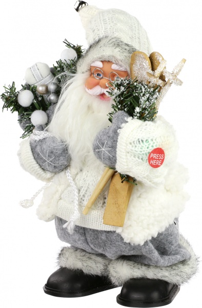 Декоративная фигура Дед Мороз с лыжами и подарками 25 см 