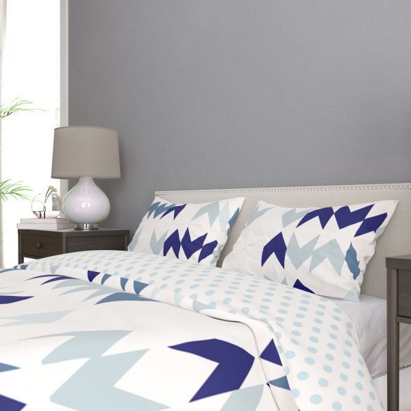 Комплект постільної білизни Шеврон 1,5 білий із блакитним Rigel 