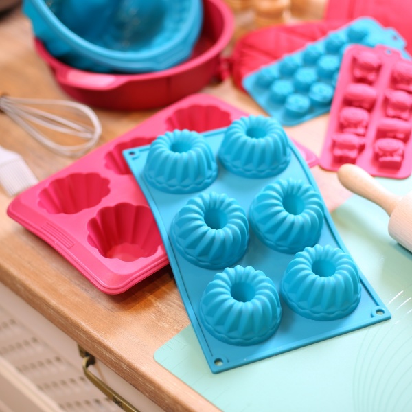 Форма для кексів Magic Ring Ведмедики 30.5х18х2 см 6 шт бірюза Flamberg Smart Kitchen