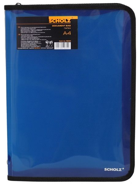 Папка на молнии А4, 3см, PP, SOZ, цвет в ассортименте SCHOLZ