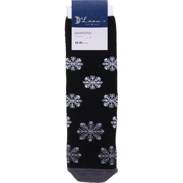 Носки женские Luna со снежинками р. 23-25 черный 
