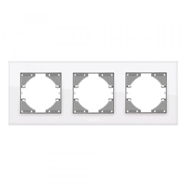Рамка трехместная Videx Binera горизонтальная белое стекло VF-BNFRG3H-W