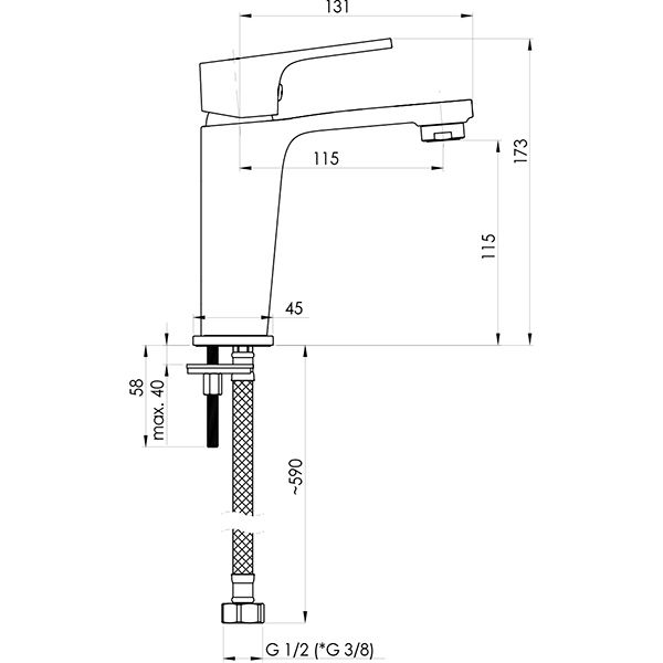 Змішувач для умивальника Rubineta Modena-18 (MD80008)