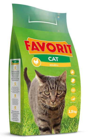 Корм сухой Favorit для котов с курицей 1,5 кг