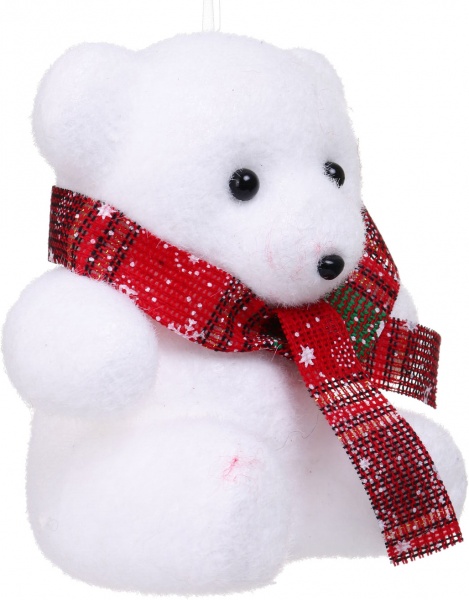 Декоративная подвеска Медведь 15x15 см белый с зеленым NY21028