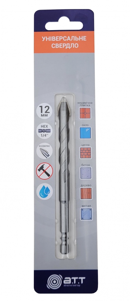 Сверло универсальное A.T.T. с эксцентриковым острием 12 мм 1/4