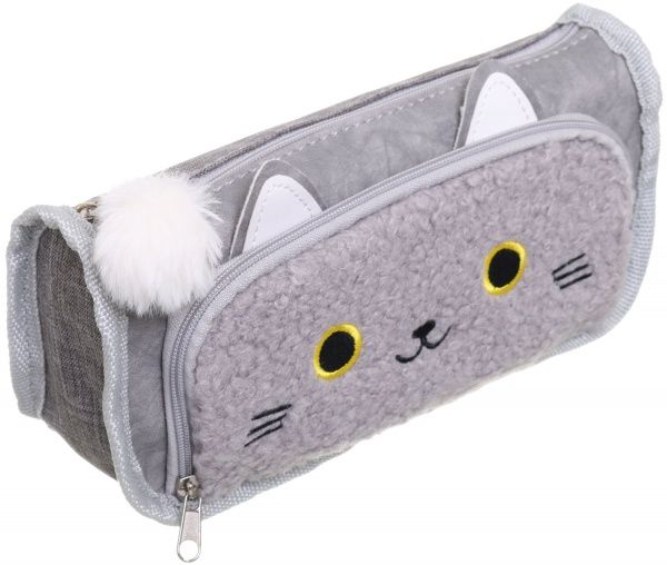 Пенал шкільний на блискавці Миле кошеня сірий