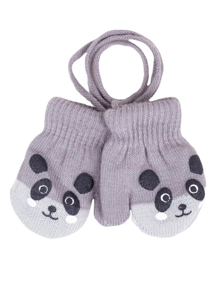 Рукавички YO! Панда р.12 світло-сірий 