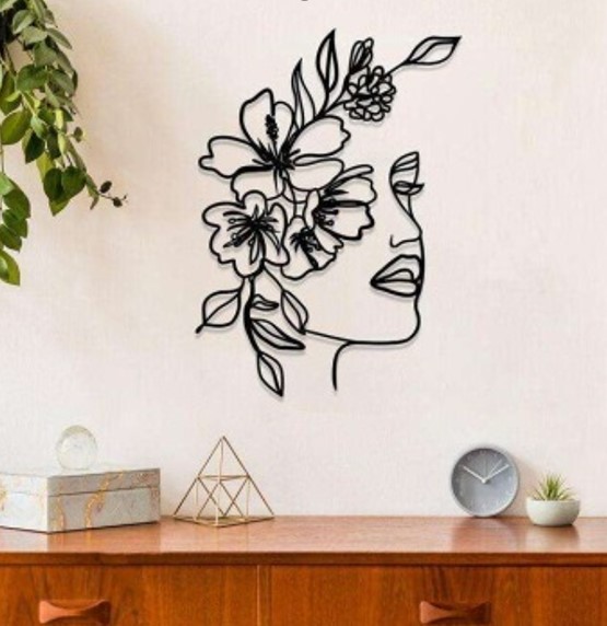 Панно декоративне Brushme Квітучий портрет 6x35 см чорний