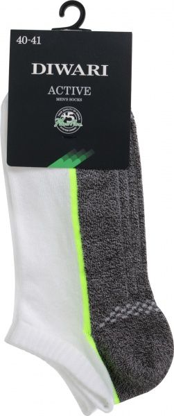 Шкарпетки Diwari ACTIVE (ультракороткі) 044 р. 25 білий із сірим 15С-44СП 