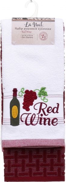 Набір рушників кухонних La Nuit Red Wine 2 шт. 40x60 см La Nuit білий із червоним 