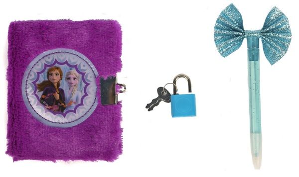 Набор канцтоваров блокнот пушистый на замочке с ручкой DISNEY FROZEN