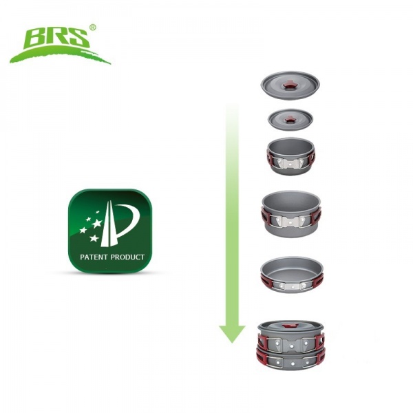 Набір туристичного посуду BRS ø200 мм 200 мм 7 л 153, каструлька, казанок, сковорода