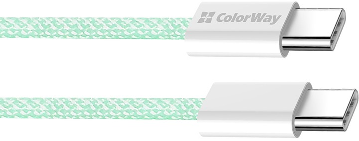 Кабель ColorWay Type-C - Type-C braided cotton PD Fast Charging 60W 3А 1 м зелений (CW-CBPDCC061-G)