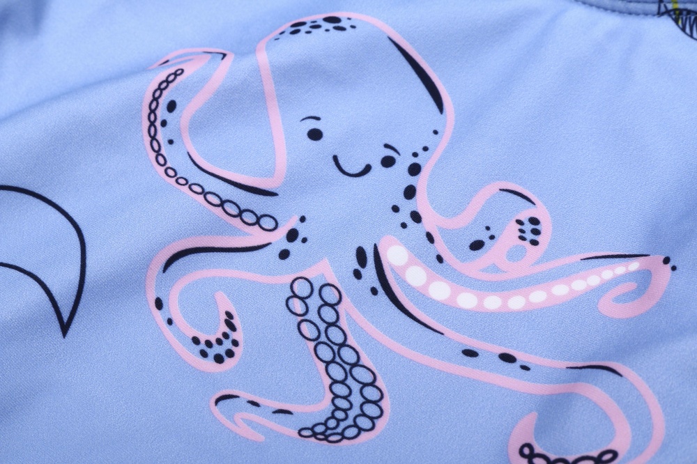 Купальник для девочек HW 25ENGL4 р.134-140 голубой с принтом