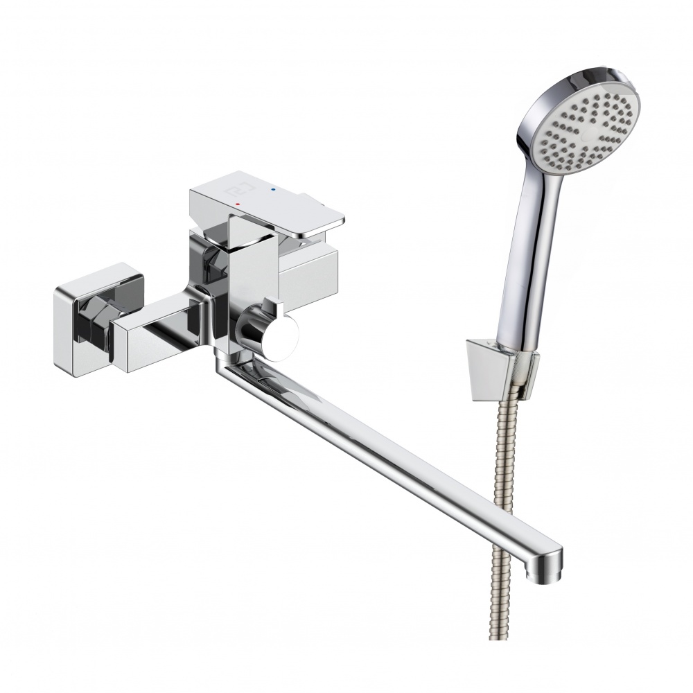 Смеситель для ванны RJ ROD L-излив, с душевым гарнитуром, хром