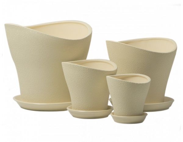 Набор горшков Ориана-Запорожкерамика Волна 4 шт. шелк фигурный бежевый 