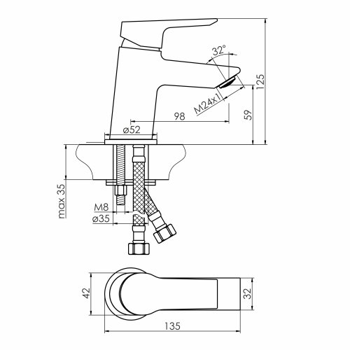 Смеситель для умывальника RJ KARPER RJFA056-01CH