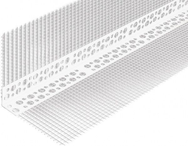 Уголок ПВХ перфорированный с сеткой 3 м 10х10 см 