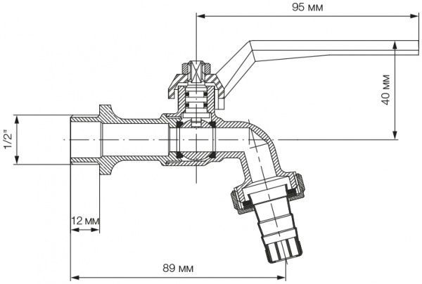 Кран поливной Idrosanitaria Bonomi шаровой 1/2