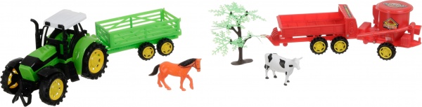 Игровой набор Shantou х6 шт. фермерский трактор с прицепом и фигурками зеленый JY238797